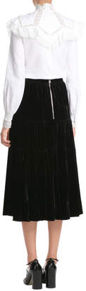 McQ Velvet Midi Skirt with Silk