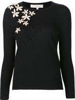 Carolina Herrera 'Standing Floral Embroidery' pullover