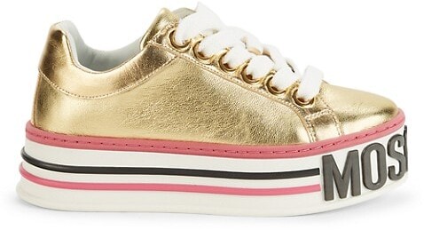 moschino logo leather platform sneakers