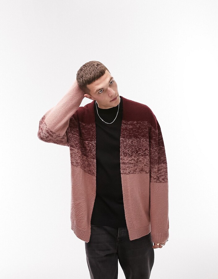 Ombre Cardigan Topman Cardigan COLLUSION Fluffy Button Up Ombre - Main Image