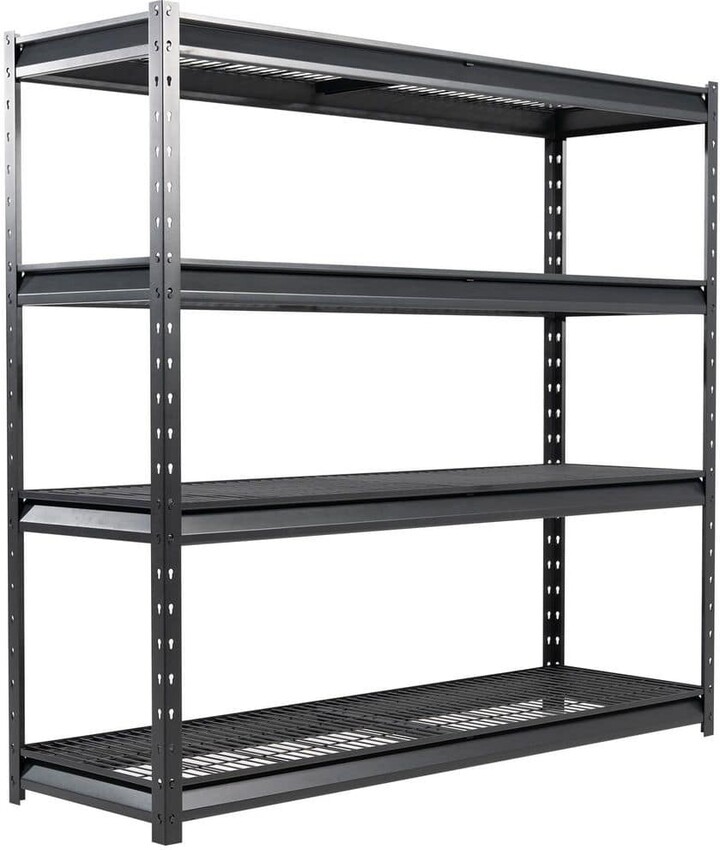 Atlas 4-Tier 77 in. W x 24 in. D x 72 in. H 10,000 lbs Extreme Heavy Duty Steel Shelving in Dark Grey