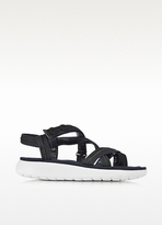 Thumbnail for your product : Marc Jacobs Suede and Grosgrain Wedge Flat Sandal