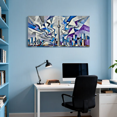 Red Barrel Studio Scenic & Cityscapes Abstract Cityscape With Geometric Shapes And Vibrant Colors