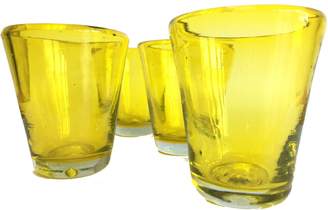 La Muerte Tiene Permiso Amor Amarillo Set Of 4 Glasses 100% Recycled Glass.