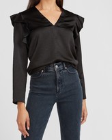 Thumbnail for your product : Express Satin Ruffle Sleeve Top