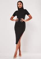 black side split midi dress