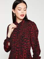 Thumbnail for your product : Warehouse Feather Print Shirt Dress - Red