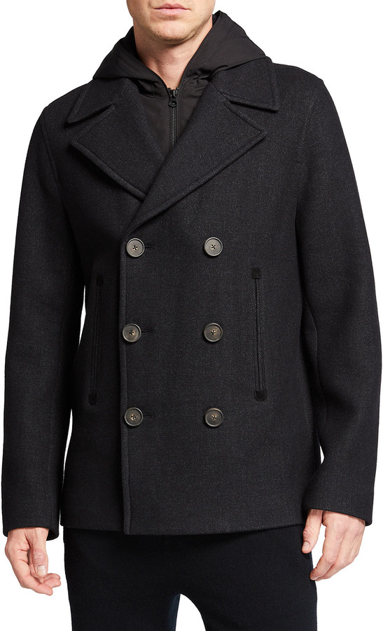 Vince Men's DoubleBreasted Wool Peacoat w/ Removable Hood ShopStyle