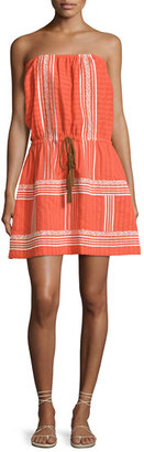 Letarte Strapless Embroidered Sun Dress, Orange