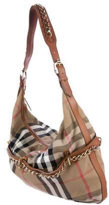 Burberry Leather-Trimmed House Check Hobo