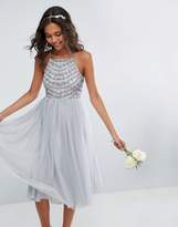 Thumbnail for your product : ASOS Design Bridesmaid Delicate Beaded Strappy Back Midi Dress