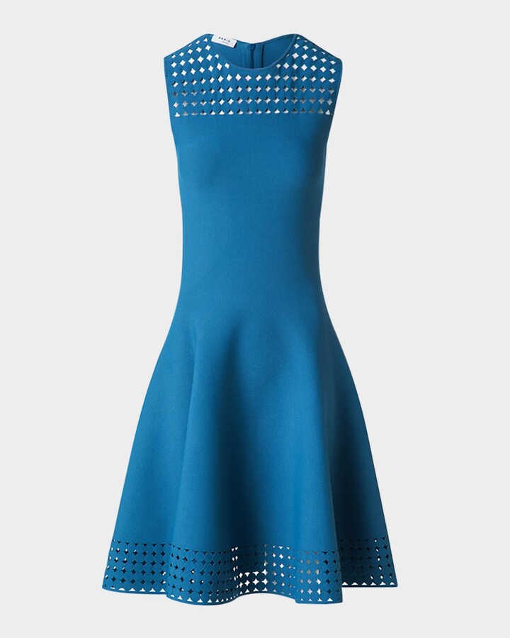 Akris Punto Dot Lace Sleeveless A-line Knit Dress
