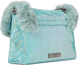 Furry Blue Quilted Crossbody Bag