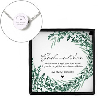 Personalised Godmother Sentiment Box and Disc Necklace