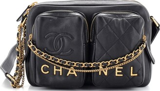 CHANEL, Bags, Chanelshiny Caviar Quilted Chain Melody Camera Bag Black