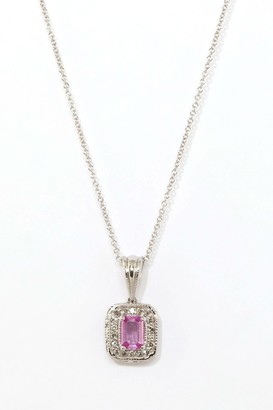 Effy 14K White Gold Diamond and Pink Sapphire Pendant Necklace - 0.13 ctw
