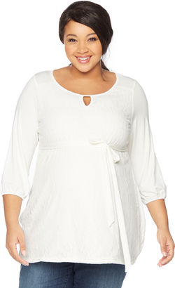 Motherhood Maternity Web Only Plus Size 3/4 Sleeve Scoop Neck Lace Trim Maternity Top