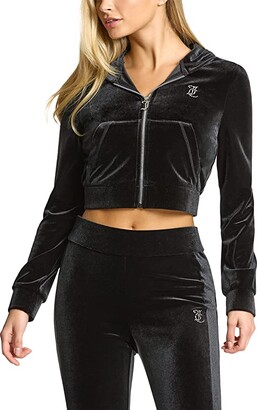 Juicy Couture Cropped Shiny Velour Zip-Up