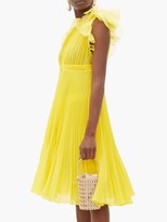 Thumbnail for your product : Giambattista Valli Pleated Silk One-shoulder Ruffle Dress - Yellow