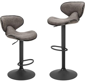 17 Stories Bar Stools Set Of 2 Counter Height, Swivel Barstools With Footrest And Back, Height Adjustable Modern Bar Chairs