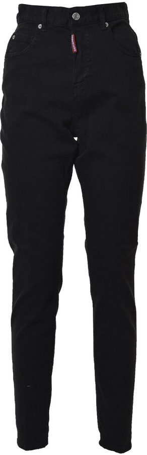 DSQUARED2 High Waist Twiggy Jeans In Black Denim