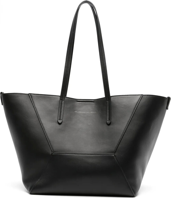 Brunello Cucinelli Logo-Debossed Leather Tote Bag