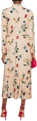 RED Valentino Pussy-bow gathered floral-print silk-crepe midi dress