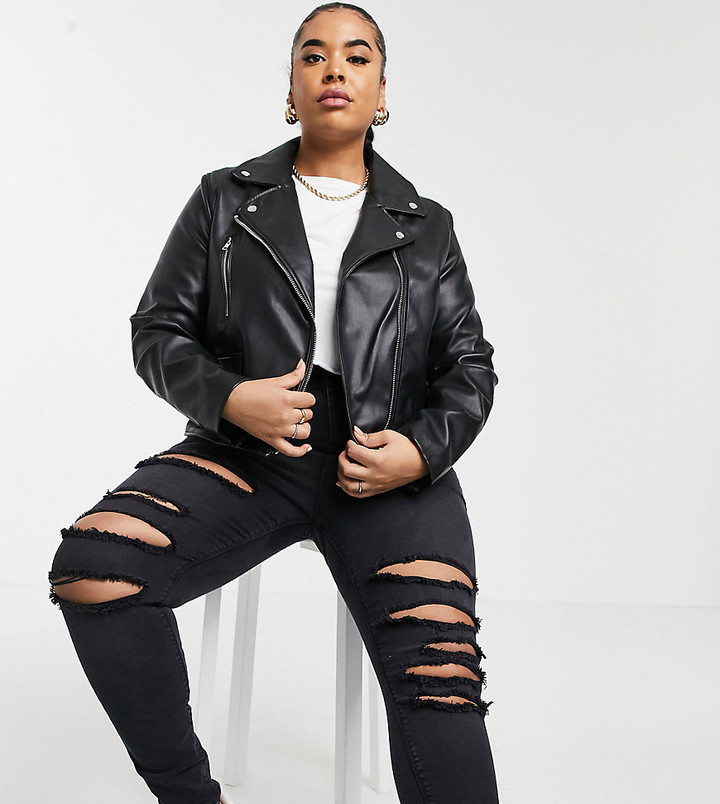 Hovedløse dosis skandale Plus Size Womens Biker Jacket | Shop the world's largest collection of  fashion | ShopStyle
