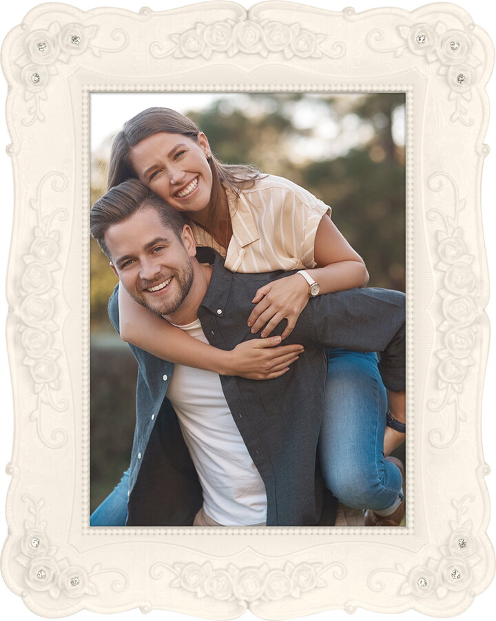 Unique Bargains Vintage Picture Frame Elegant Photo Frames for Tabletop Display White 6x8"