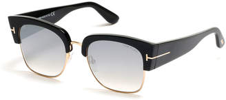 Tom Ford Dakota Semi-Rimless Cat-Eye Flash Sunglasses, Smoke/Black