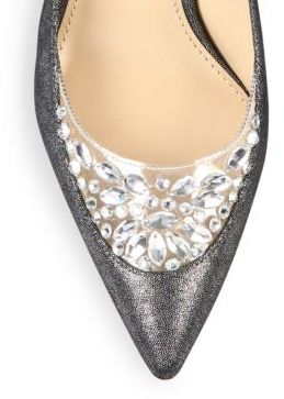 Tory Burch Delphine Leather & Crystal Point-Toe Pumps