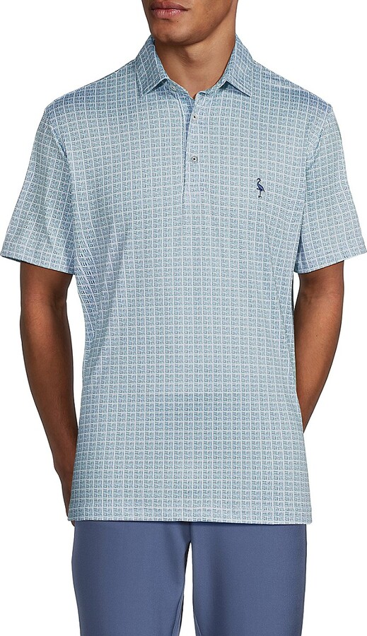 Tailorbyrd Geometric Print Performance Polo Shirt