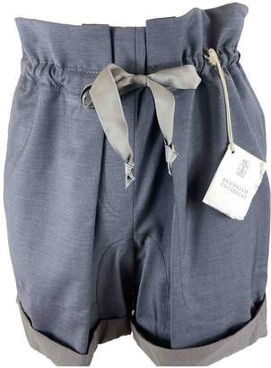 Brunello Cucinelli Grey Wool Shorts for Women