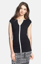 Thumbnail for your product : Vince Camuto Colorblock Trim Keyhole Top (Petite)