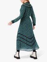 Thumbnail for your product : Brora Circle Print Lace Detail Silk Midi Dress, Emerald