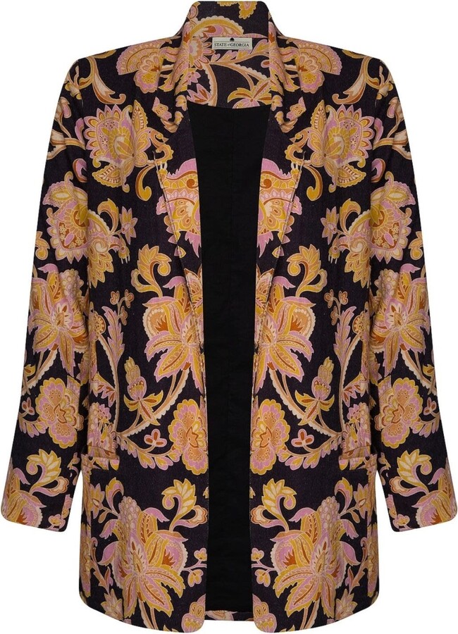 State of Georgia Black / Pink The Linen Blazer Paisley Naga