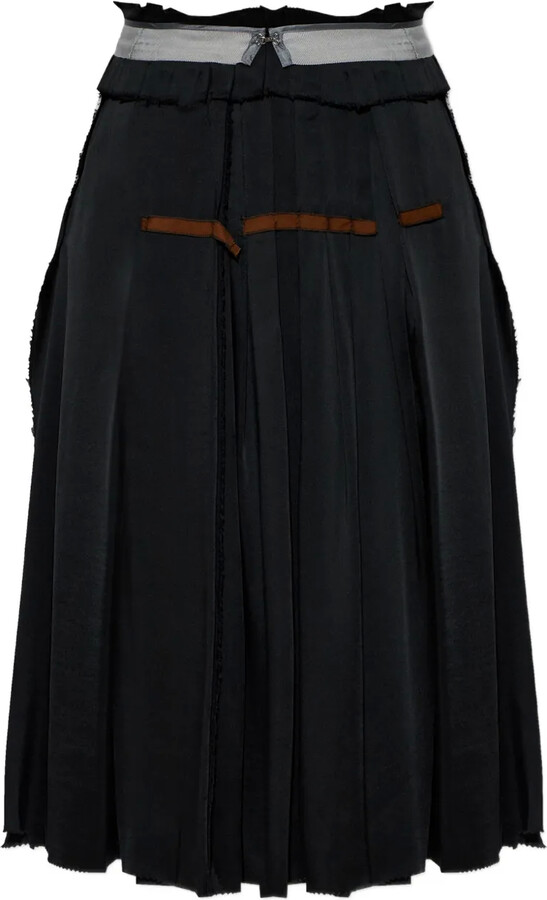 Maison Margiela Pleated Raw-Cut Midi Skirt