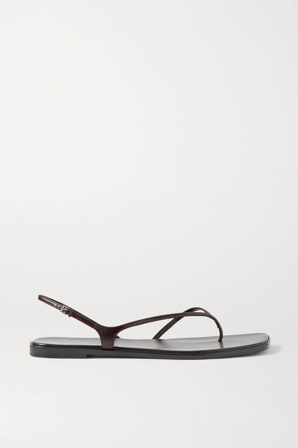 The Row Constance Leather Slingback Sandals - Brown - ShopStyle