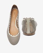 Thumbnail for your product : Chloé Scalloped Edge Perforated Ballet Flat: Grey