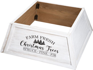 Glitzhome Wooden Trapezoid Christmas Trees Collar