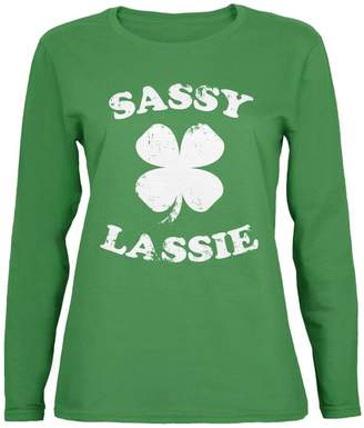 Old Glory St. Patricks Day Sassy Irish Lassie Ladies Long Sleeve T-Shirt