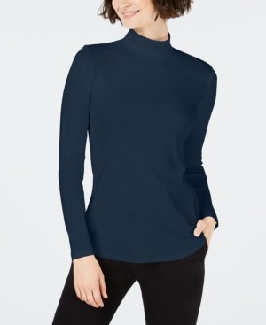 Charter Club Cotton Mock-Neck Top, Created for Macy's