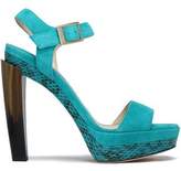Thumbnail for your product : Jimmy Choo Dora Suede Elaphe And Horn Platform Sandals