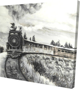 Red Barrel Studio Steam Engine Train Canvas Art - Black & White Home Decor