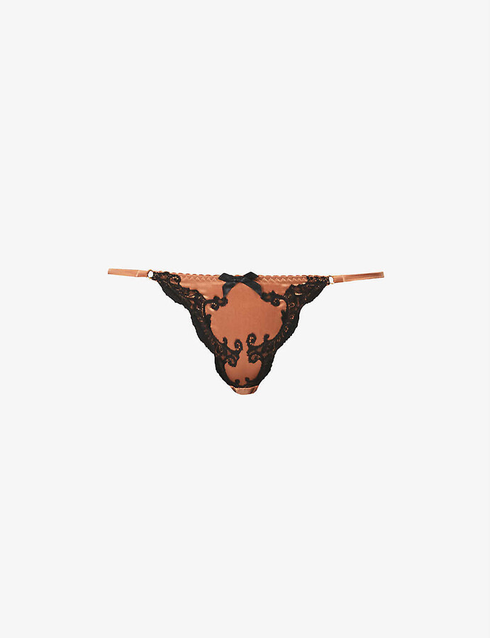 Agent Provocateur Molly lacetrim lowrise stretchsilk suspender thong