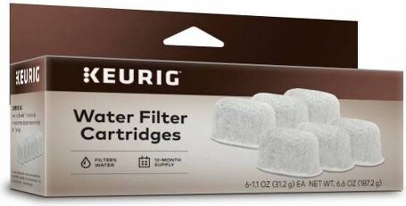 Keurig6pkWaterFilterCartridges:CharcoalCoffeeMakerAccessories,Clear,1YearWarranty