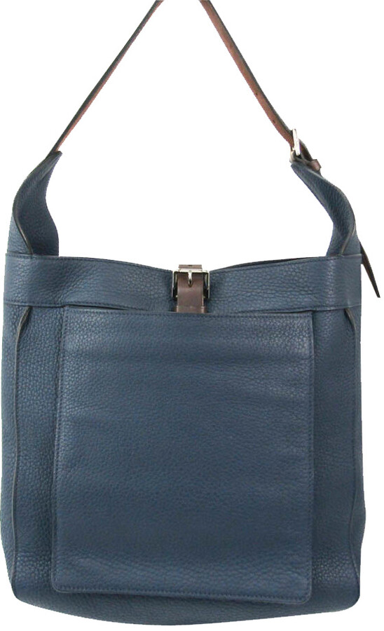 Hermes Navy Blue/Brown Leather Marwari PM Bag - ShopStyle