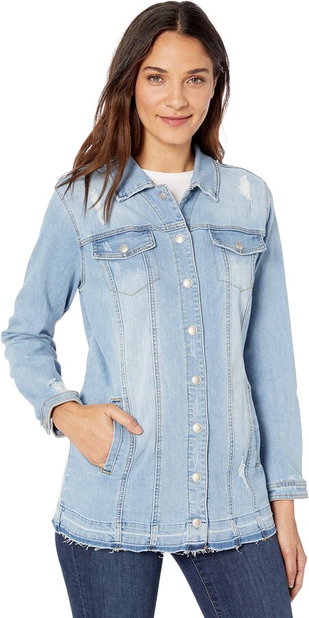maxi distressed denim jacket