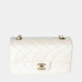 Chanel White Iridescent Lambskin Mini Rectangular Flap Bag - ShopStyle