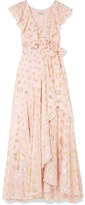 Temperley London - Riviera Ruffled Fil Coupé Chiffon Wrap Maxi Dress - Pastel pink